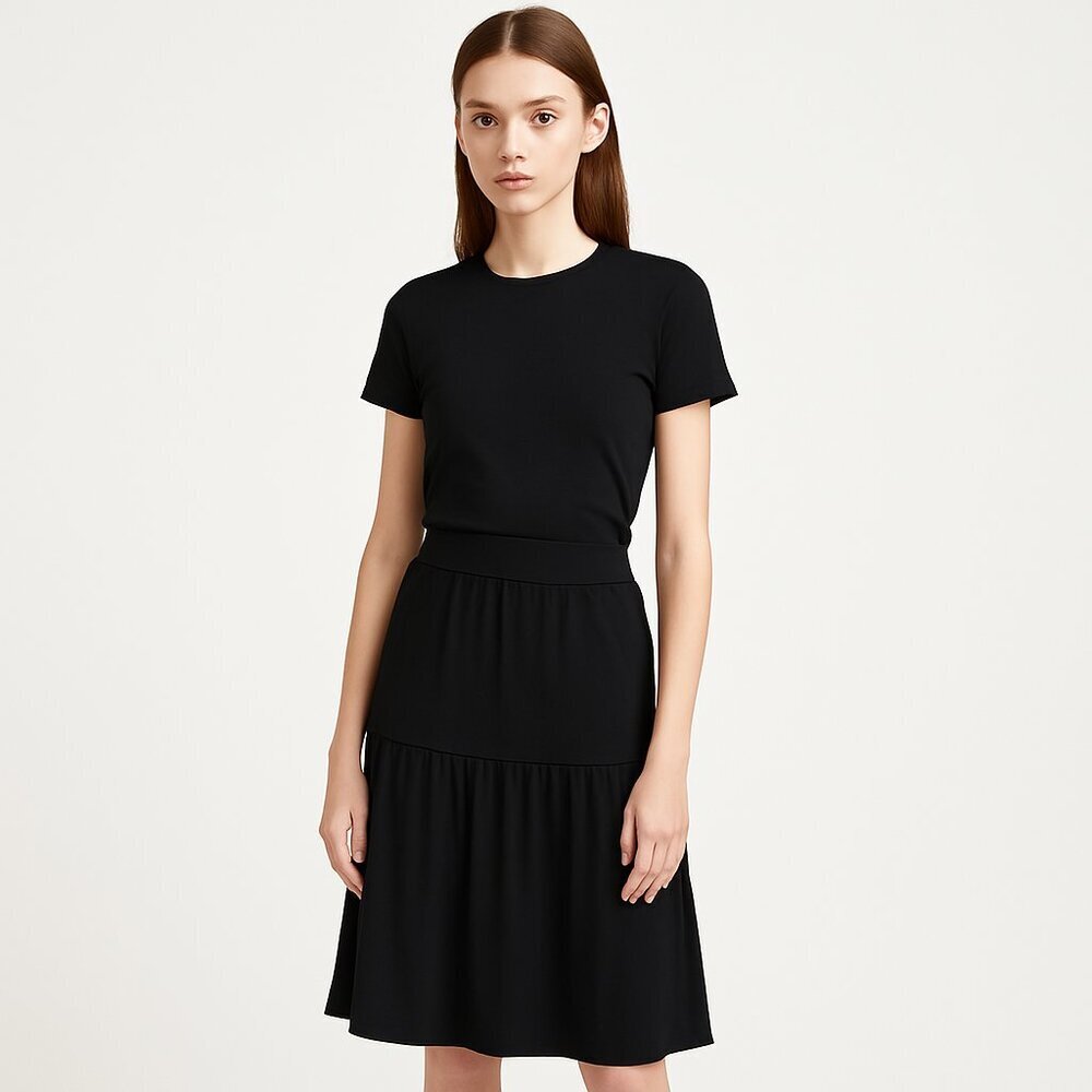 Masai Black Tiered Midi Skirt Size XS